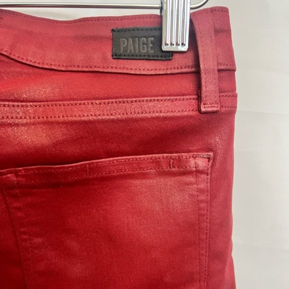Paige Verdugo Luxe Coating Ankle Jeans Red - Looks like Leather! - Picture 8 of 9